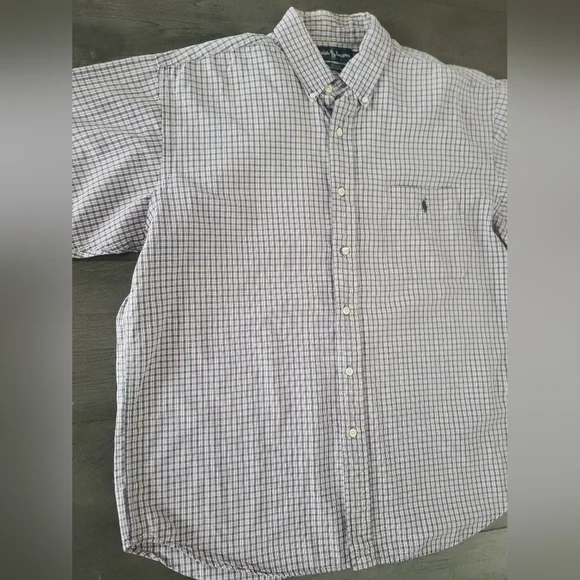 Ralph Lauren Blaire 100% Cotton Short Sleeve Button Down Shirt Red Blue Checked - Picture 3 of 7